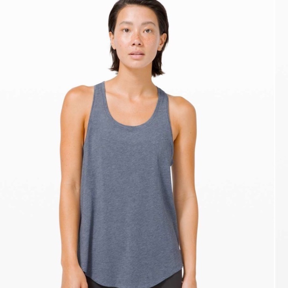 Lululemon Love Tank Pleated Heathered Blue Racerback Size 8 - Picture 4 of 10